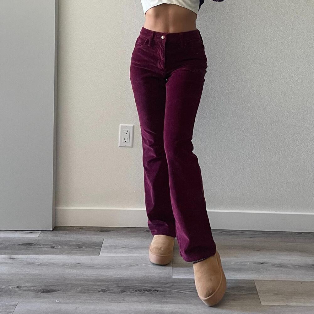 Burgundy High Rise Bootcut Corduroy Jeans